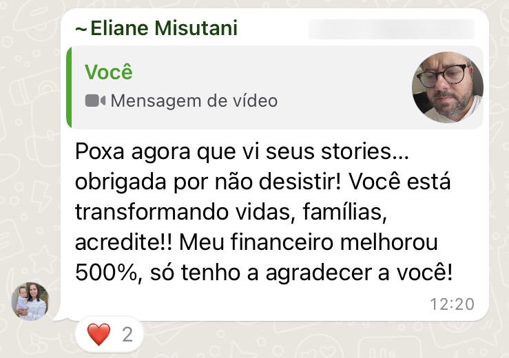 Aluna relata melhoria de 500% no financeiro após aplicar o método